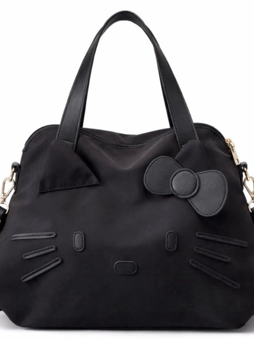 Hello Kitty Black Cat Face Tote Bag with Bow Accent